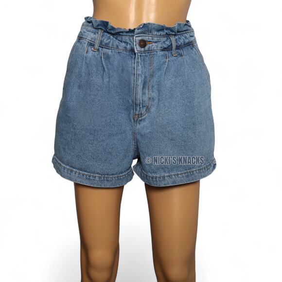 Forever 21 Paperbag High Waist Denim Shorts Cuffed Cotton Jean Shorts Size M - Picture 3 of 7